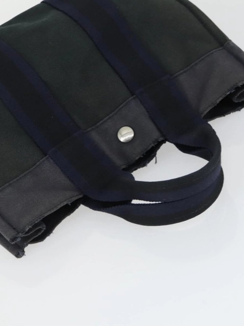 HERMES Fourre Tout Hand Bag Canvas 2 Set Gray Navy - Picture 14 of 16